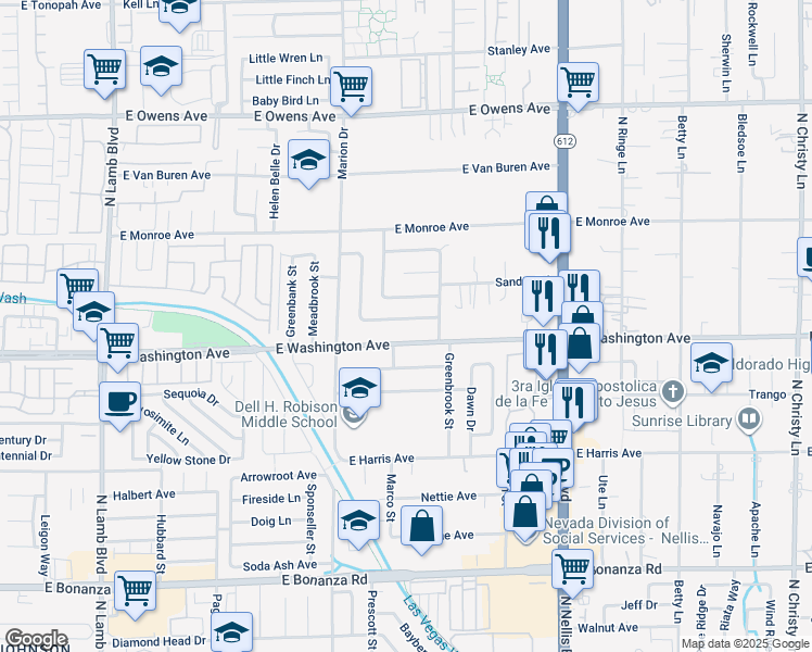 map of restaurants, bars, coffee shops, grocery stores, and more near 4809 Sunny Brook Avenue in Las Vegas