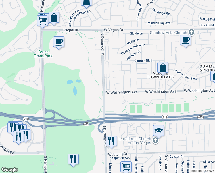 map of restaurants, bars, coffee shops, grocery stores, and more near 924 Nevada Sky Street in Las Vegas