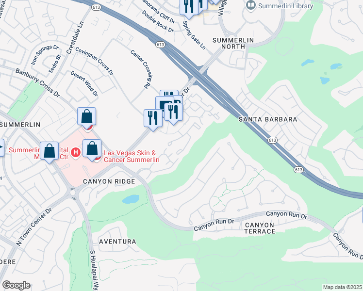 map of restaurants, bars, coffee shops, grocery stores, and more near 712 Peachy Canyon Circle in Las Vegas