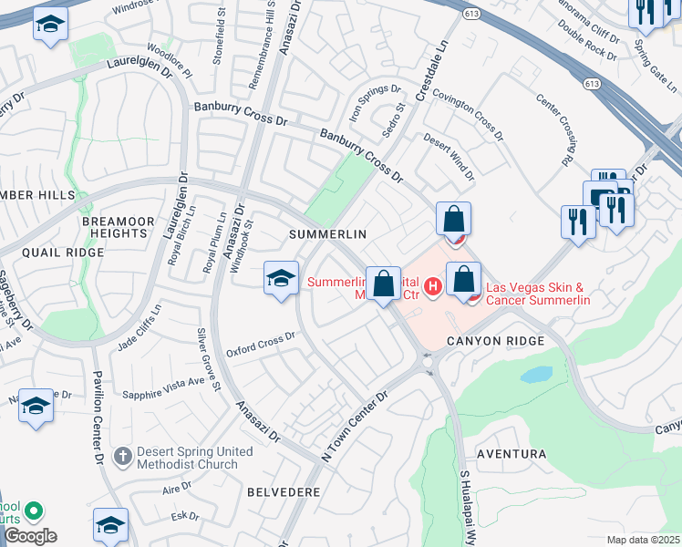 map of restaurants, bars, coffee shops, grocery stores, and more near 901 Cambridge Cross Place in Las Vegas