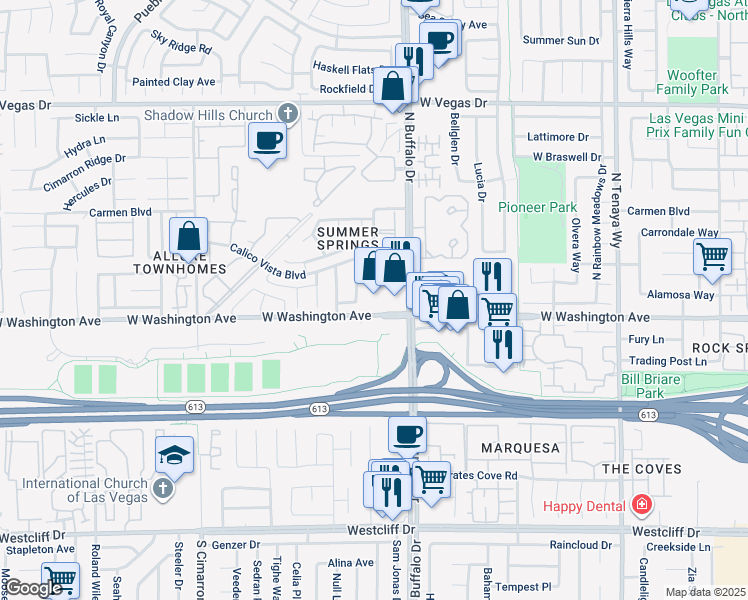 map of restaurants, bars, coffee shops, grocery stores, and more near in Las Vegas