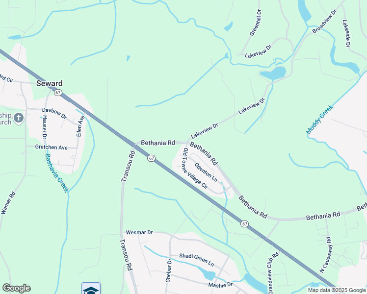 map of restaurants, bars, coffee shops, grocery stores, and more near 4988 Old Towne Village Circle in Pfafftown