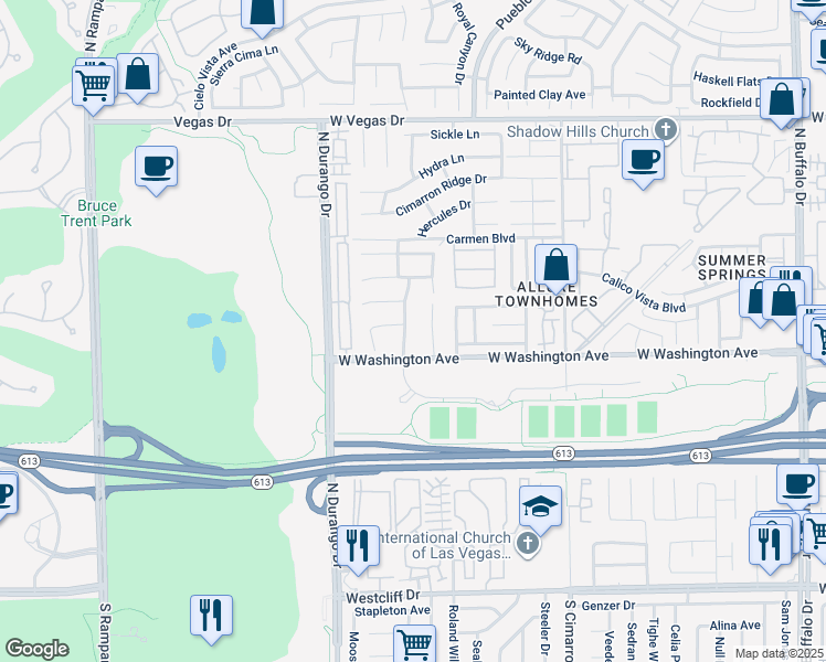 map of restaurants, bars, coffee shops, grocery stores, and more near 924 Carmel Shores Drive in Las Vegas