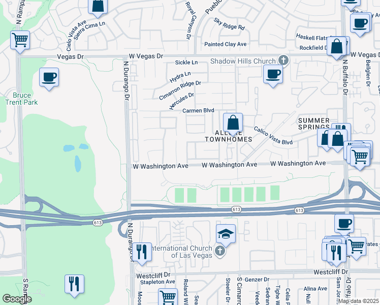 map of restaurants, bars, coffee shops, grocery stores, and more near 1008 Washington Oaks Street in Las Vegas