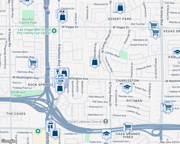 map of restaurants, bars, coffee shops, grocery stores, and more near 901 Golden Hawk Way in Las Vegas