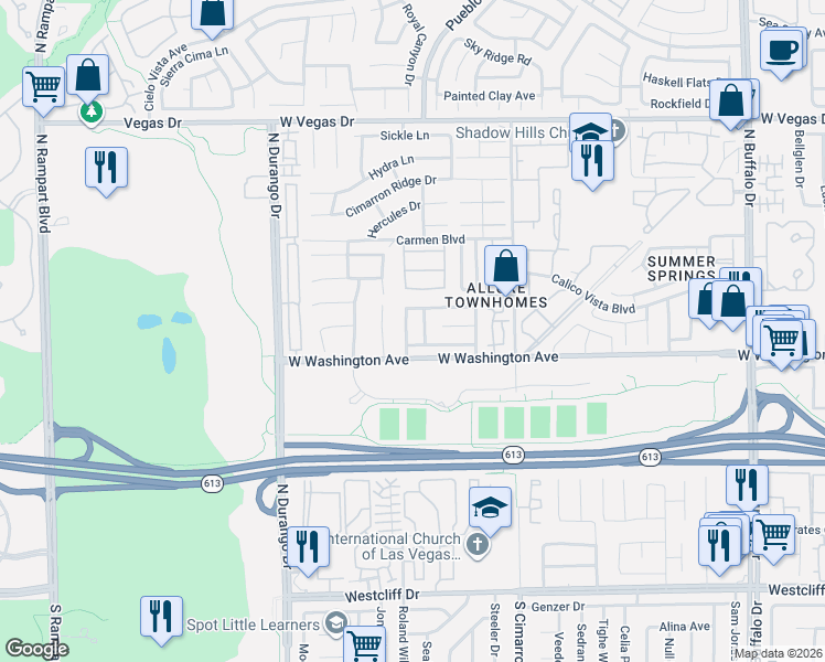 map of restaurants, bars, coffee shops, grocery stores, and more near 901 Washington Oaks Street in Las Vegas