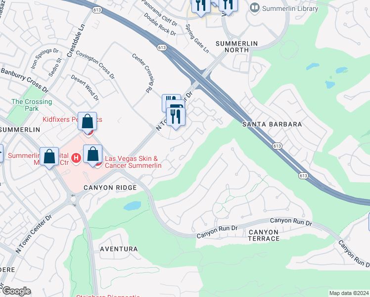 map of restaurants, bars, coffee shops, grocery stores, and more near 712 Peachy Canyon Circle in Las Vegas