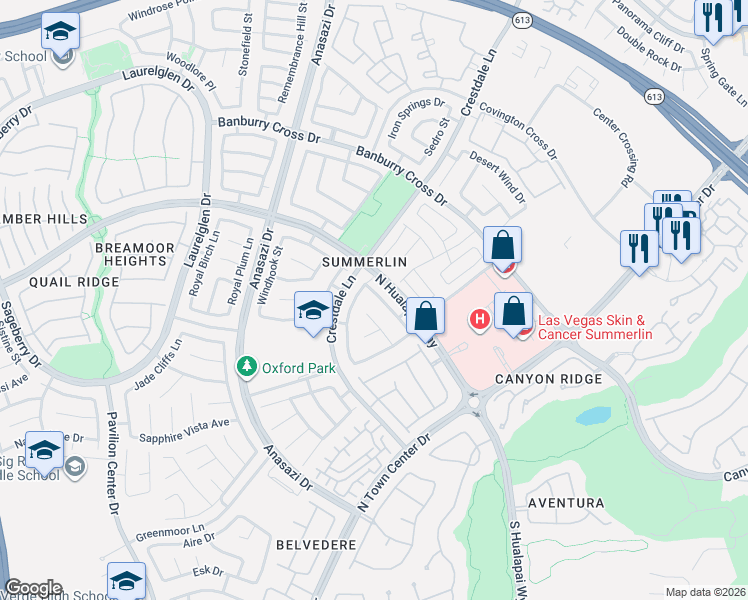 map of restaurants, bars, coffee shops, grocery stores, and more near 804 Canterbury Cross Place in Las Vegas