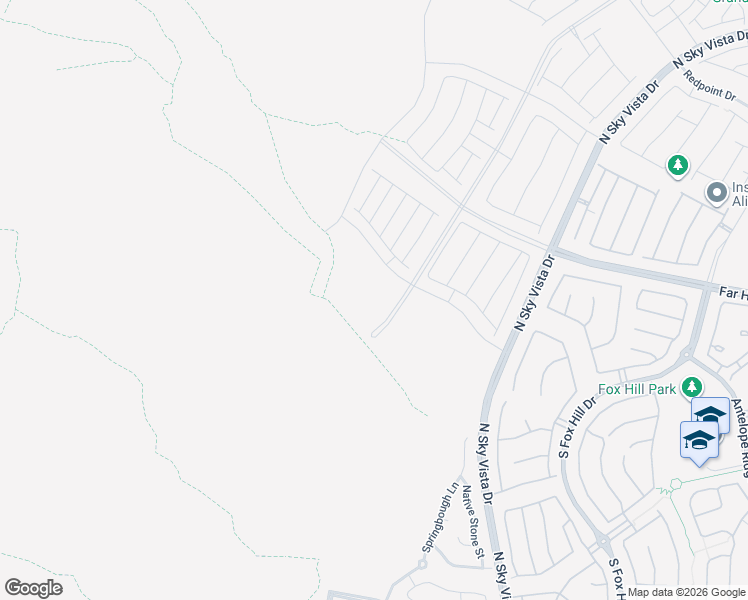 map of restaurants, bars, coffee shops, grocery stores, and more near Sky Vista Drive in Las Vegas