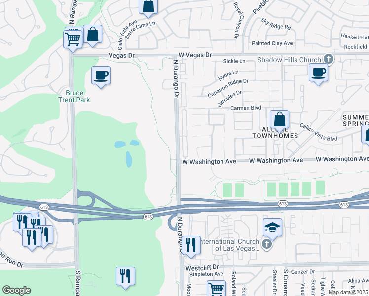 map of restaurants, bars, coffee shops, grocery stores, and more near 1000 Nevada Sky Street in Las Vegas