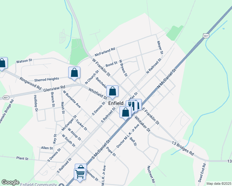 map of restaurants, bars, coffee shops, grocery stores, and more near in Enfield