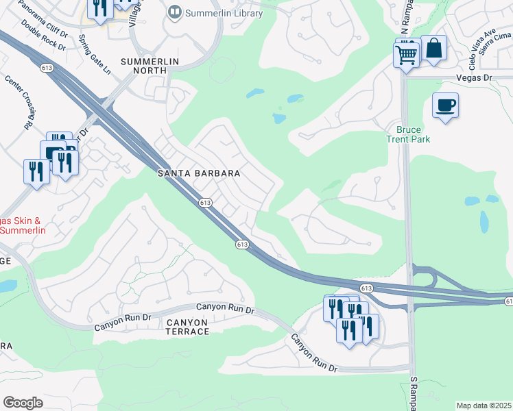 map of restaurants, bars, coffee shops, grocery stores, and more near 9205 Pitching Wedge Drive in Las Vegas