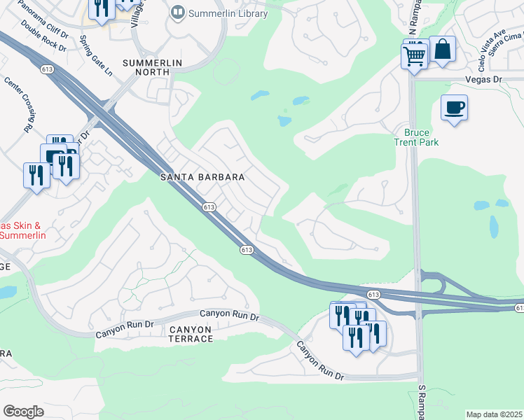 map of restaurants, bars, coffee shops, grocery stores, and more near 9205 Pitching Wedge Drive in Las Vegas