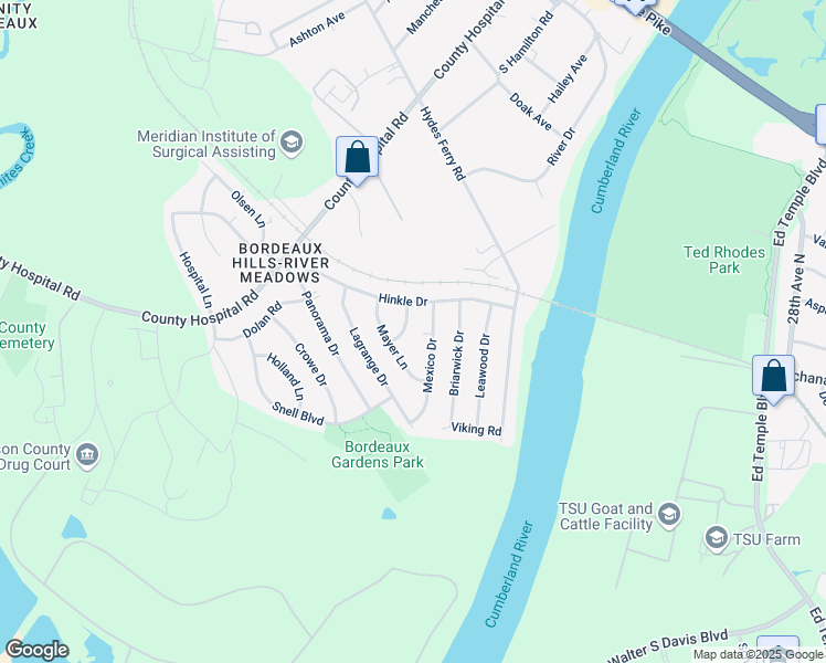 map of restaurants, bars, coffee shops, grocery stores, and more near 3214 Mayer Lane in Nashville