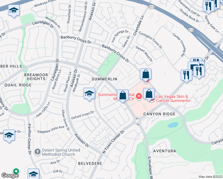 map of restaurants, bars, coffee shops, grocery stores, and more near 804 Canterbury Cross Place in Las Vegas