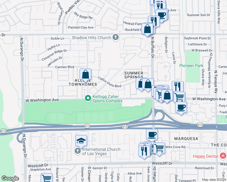 map of restaurants, bars, coffee shops, grocery stores, and more near 7917 Copper Canyon Road in Las Vegas