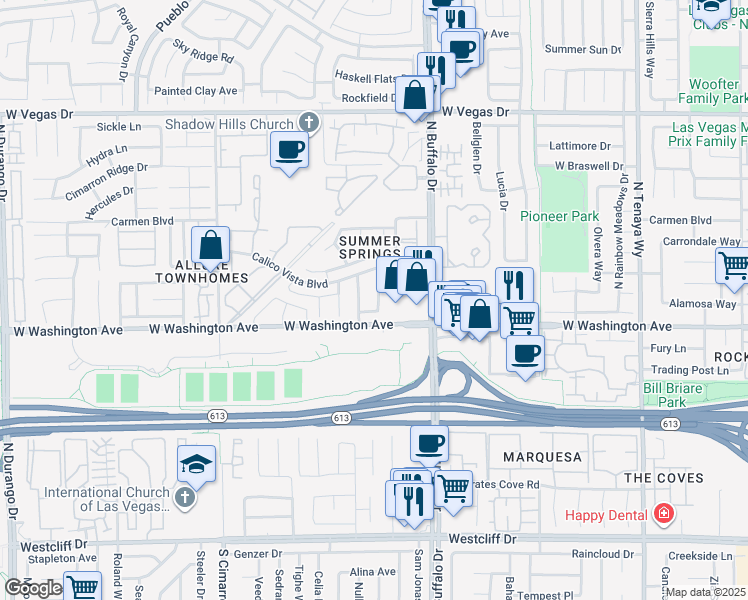 map of restaurants, bars, coffee shops, grocery stores, and more near 917 Wilson Cliffs Road in Las Vegas