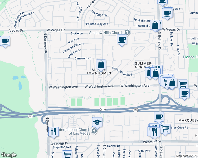 map of restaurants, bars, coffee shops, grocery stores, and more near 8017 Divine in Las Vegas