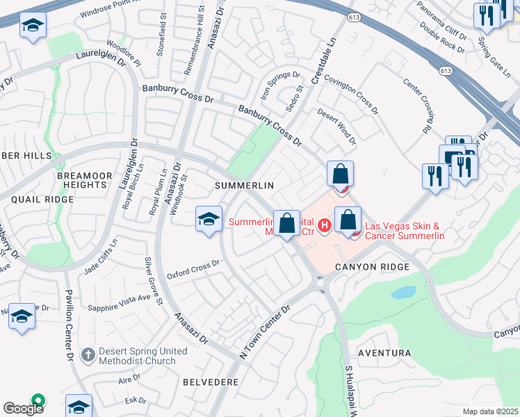 map of restaurants, bars, coffee shops, grocery stores, and more near 804 Canterbury Cross Place in Las Vegas
