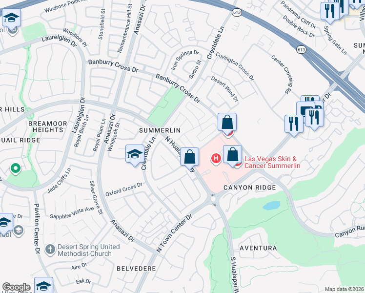 map of restaurants, bars, coffee shops, grocery stores, and more near 10217 San Giano Place in Las Vegas