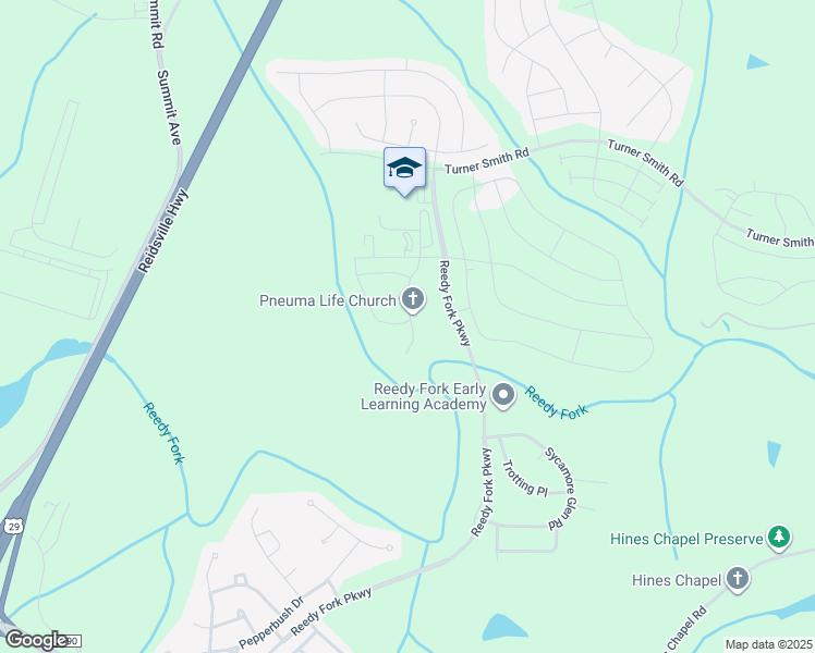 map of restaurants, bars, coffee shops, grocery stores, and more near 4812 Branding Iron Lane in Greensboro