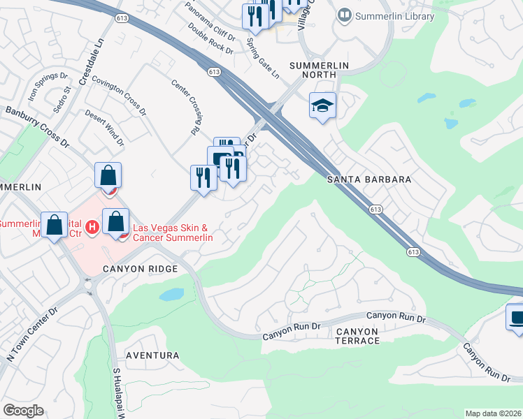 map of restaurants, bars, coffee shops, grocery stores, and more near 1015 Domnus Lane in Las Vegas