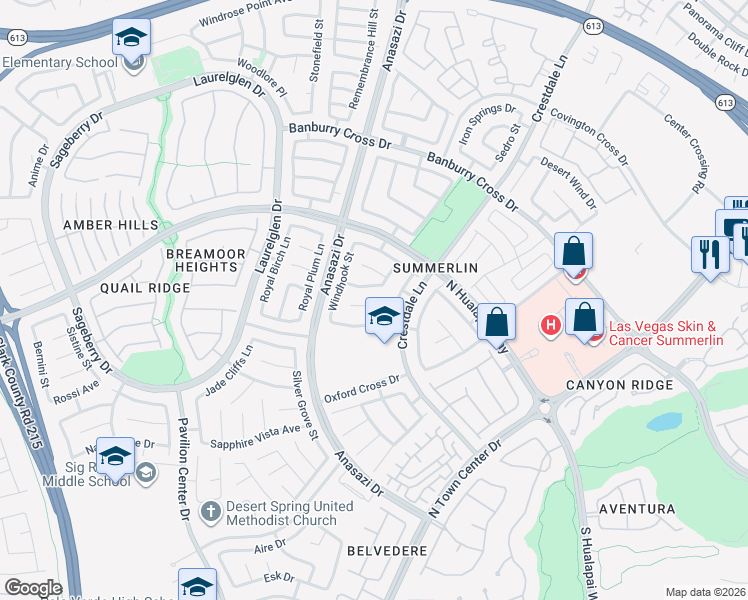 map of restaurants, bars, coffee shops, grocery stores, and more near 912 Autumn Royal Lane in Las Vegas
