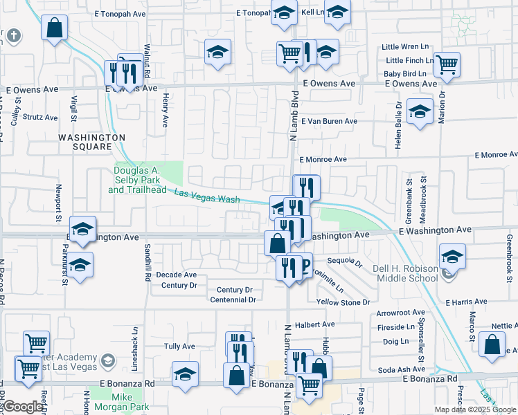 map of restaurants, bars, coffee shops, grocery stores, and more near 2918 Boise Street in Las Vegas