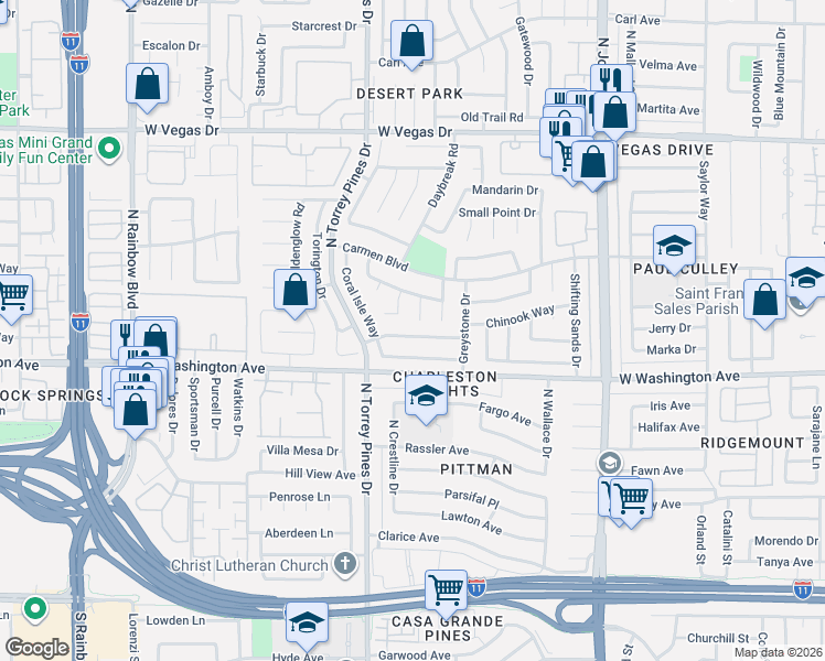 map of restaurants, bars, coffee shops, grocery stores, and more near 1012 Aspen Hill Circle in Las Vegas
