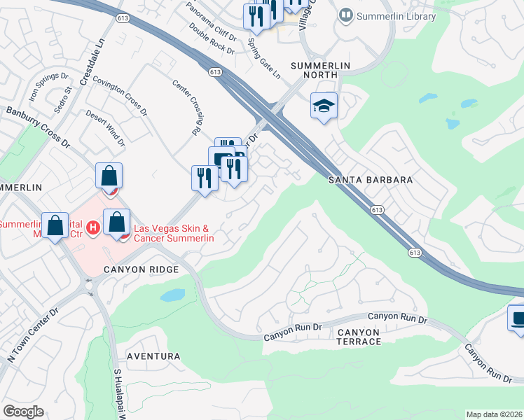 map of restaurants, bars, coffee shops, grocery stores, and more near 1015 Domnus Lane in Las Vegas