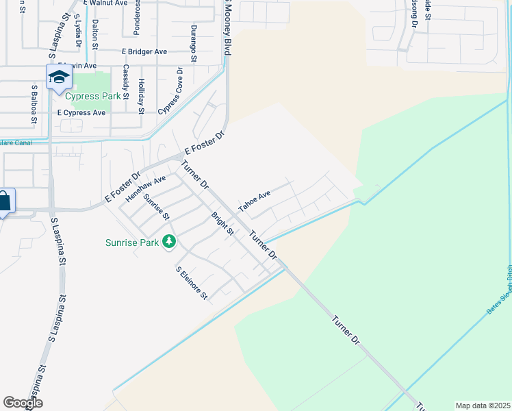 map of restaurants, bars, coffee shops, grocery stores, and more near 2311 Tahoe Avenue in Tulare