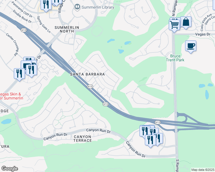 map of restaurants, bars, coffee shops, grocery stores, and more near 9221 Pitching Wedge Drive in Las Vegas