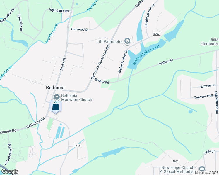 map of restaurants, bars, coffee shops, grocery stores, and more near 2204 Walker Road in Winston-Salem