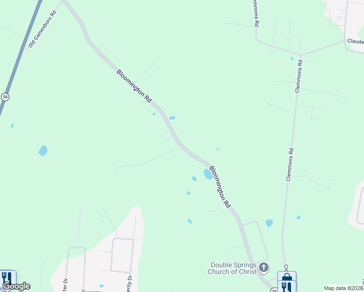 map of restaurants, bars, coffee shops, grocery stores, and more near 1151 Bloomington Road in Cookeville