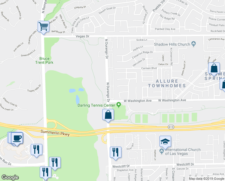 map of restaurants, bars, coffee shops, grocery stores, and more near 1101 Nevada Sky Street in Las Vegas