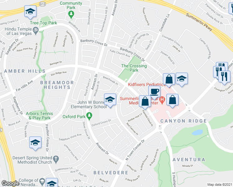 map of restaurants, bars, coffee shops, grocery stores, and more near in Las Vegas