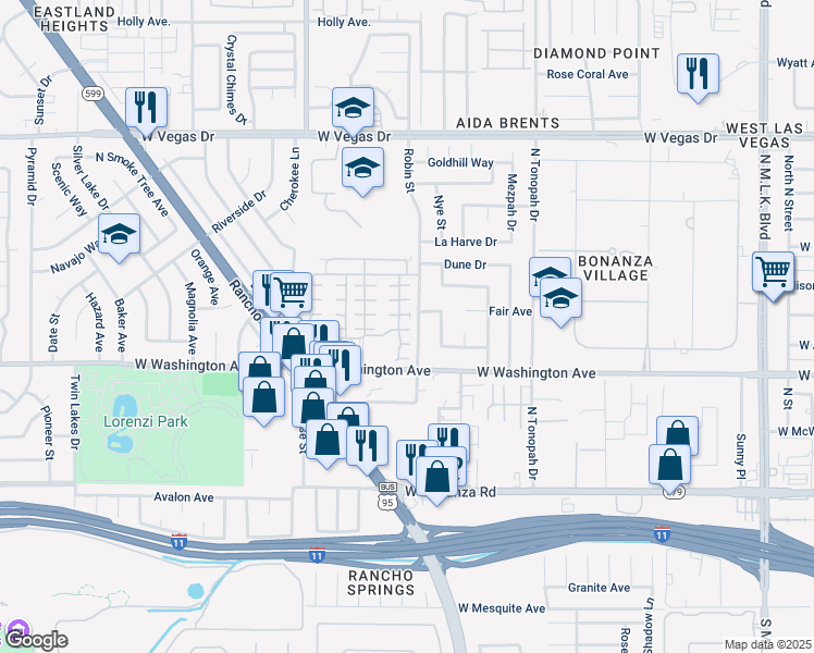 map of restaurants, bars, coffee shops, grocery stores, and more near 2408 Boca River Drive in Las Vegas