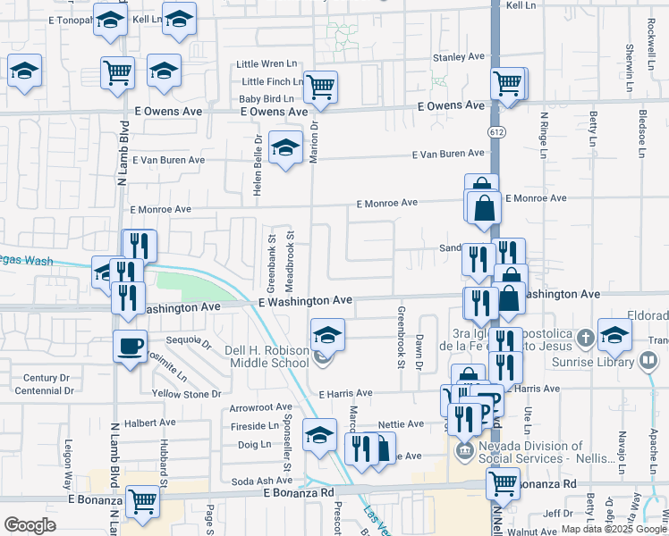 map of restaurants, bars, coffee shops, grocery stores, and more near 1009 Cold Stream Drive in Las Vegas
