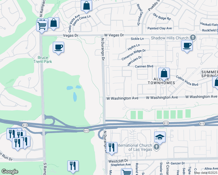 map of restaurants, bars, coffee shops, grocery stores, and more near 1101 Nevada Sky Street in Las Vegas