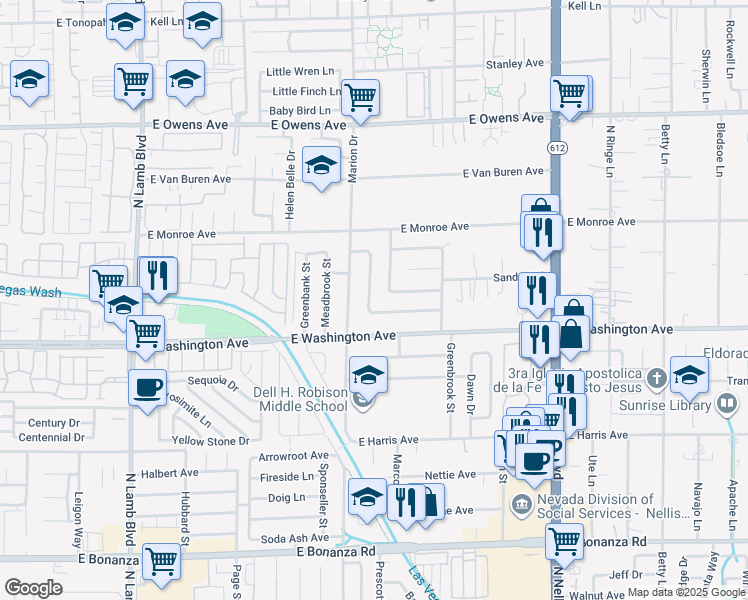 map of restaurants, bars, coffee shops, grocery stores, and more near 1009 Cold Stream Drive in Las Vegas