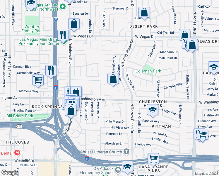 map of restaurants, bars, coffee shops, grocery stores, and more near 6532 Moon Roses Court in Las Vegas