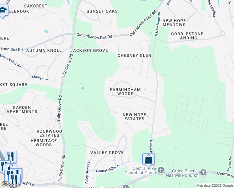 map of restaurants, bars, coffee shops, grocery stores, and more near 5702 Briarwick Court in Nashville