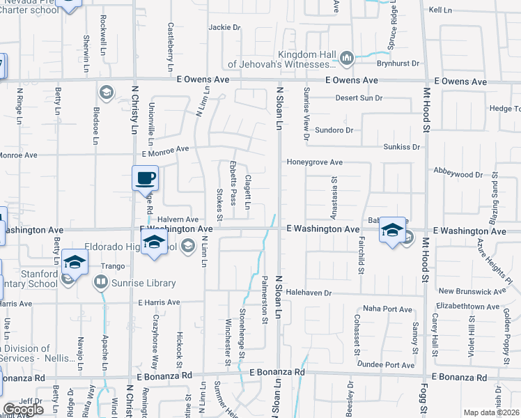 map of restaurants, bars, coffee shops, grocery stores, and more near 1259 Prairie View Drive in Las Vegas