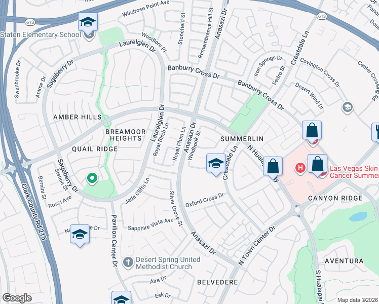 map of restaurants, bars, coffee shops, grocery stores, and more near 909 Windhook Street in Las Vegas