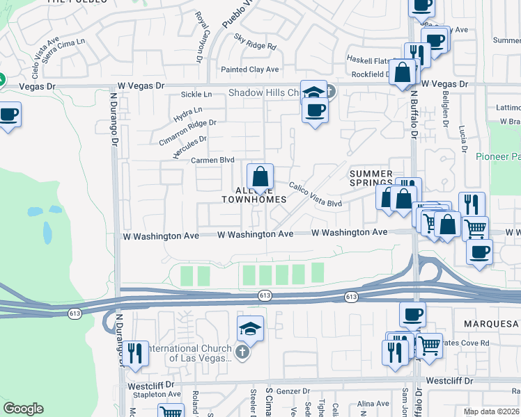 map of restaurants, bars, coffee shops, grocery stores, and more near 8004 Divine in Las Vegas