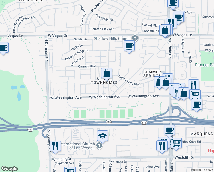 map of restaurants, bars, coffee shops, grocery stores, and more near 8004 Divine in Las Vegas