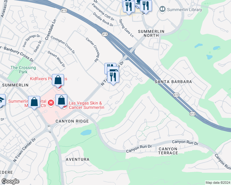 map of restaurants, bars, coffee shops, grocery stores, and more near 909 Domnus Lane in Las Vegas