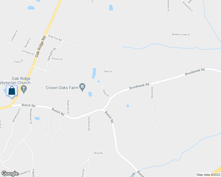 map of restaurants, bars, coffee shops, grocery stores, and more near 7797 Panda Court in Oak Ridge