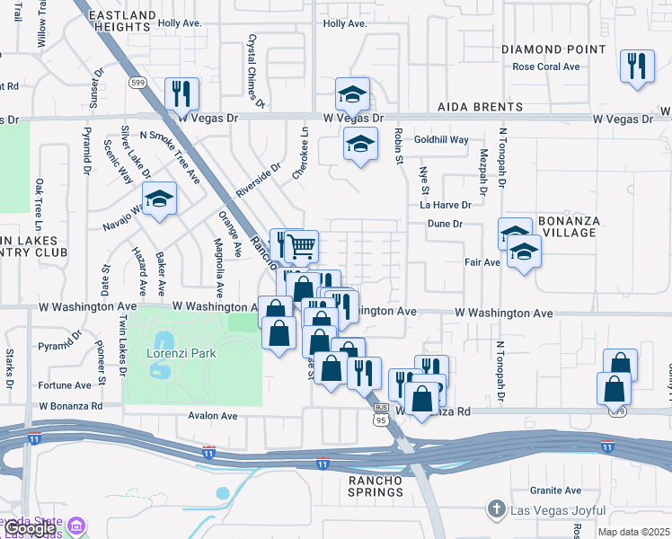 map of restaurants, bars, coffee shops, grocery stores, and more near 2633 Spider Cactus Court in Las Vegas