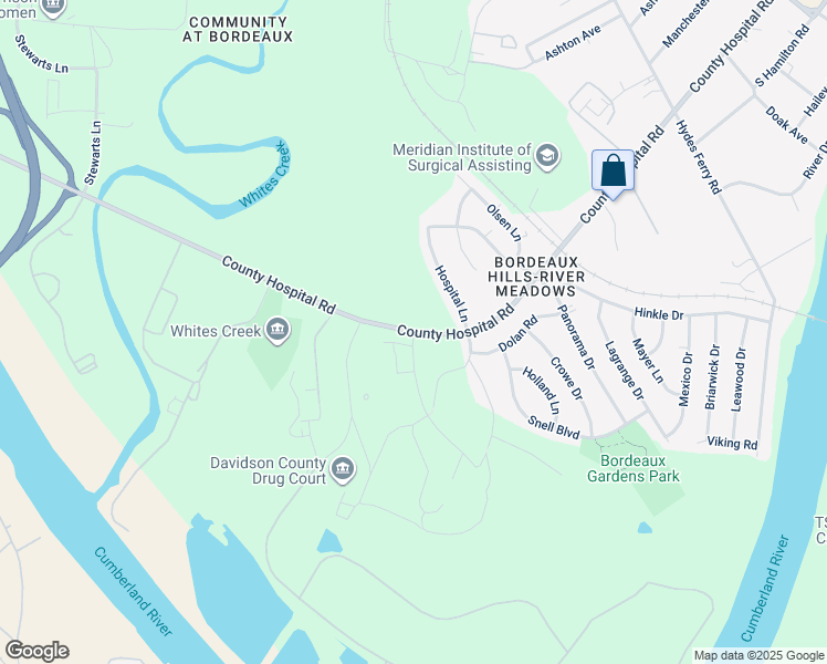 map of restaurants, bars, coffee shops, grocery stores, and more near 1365-1413 County Hospital Road in Nashville